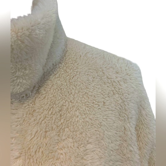 Uniqlo zip up fuzzy jacket cream recycled polyester front pockets size xl - Picture 6 of 10
